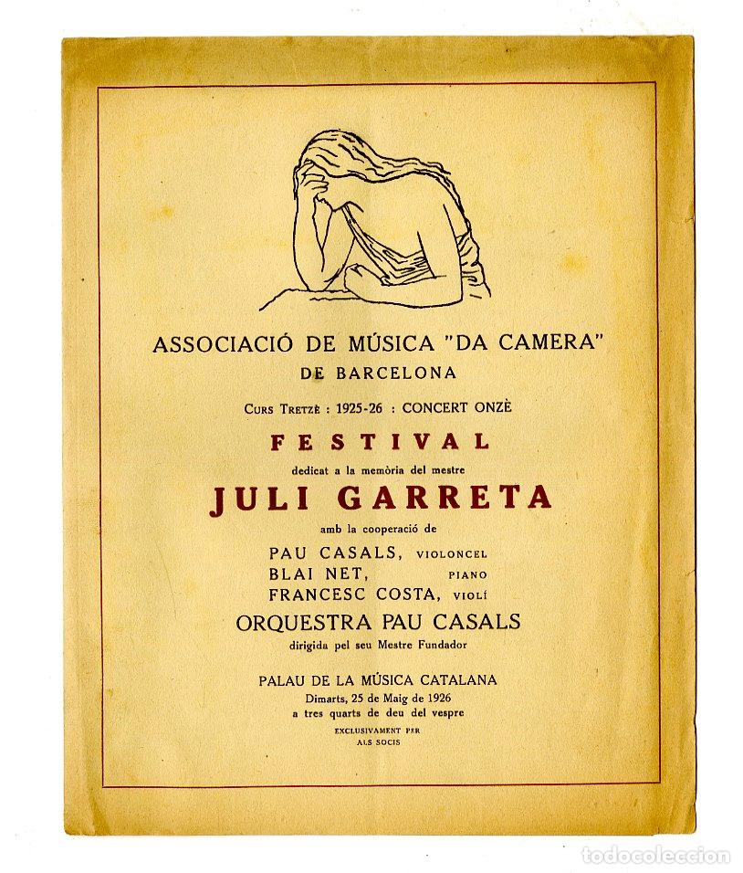 Music Catalogs: Programa de M&uacute;sica da Camera / Festival Juli Garreta 1926 - Palau de la M&uacute;sica Catalana