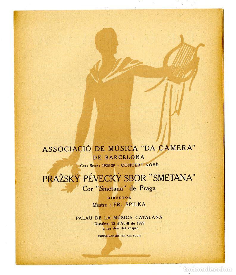 Music Catalogs: Programa de M&uacute;sica da Camera / Prazsky Pevecky Sbor Smetana 1929 - Palau de la M&uacute;sica Catalana