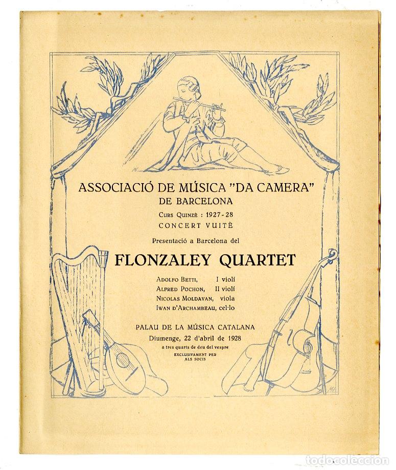 Music Catalogs: Programa de M&uacute;sica da Camera / Flonzaley Quartet - Adolf Betti 1928 - Palau de la M&uacute;sica Catalana