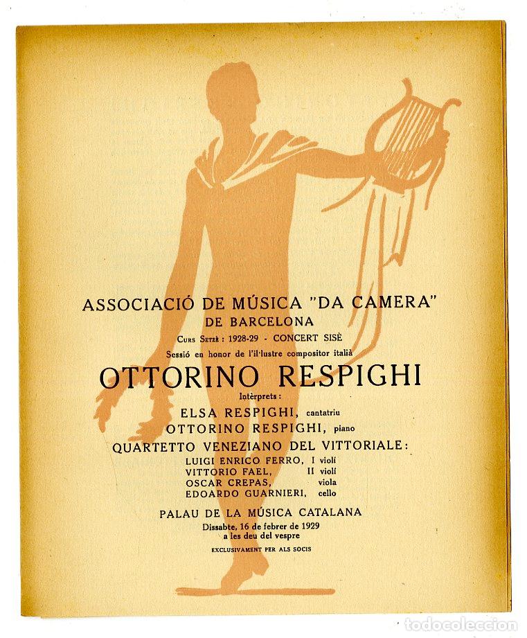 Music Catalogs: Programa de M&uacute;sica da Camera / Ottorino Respigui - Elsa Respigui 1929 - Palau de la M&uacute;sica Catalana
