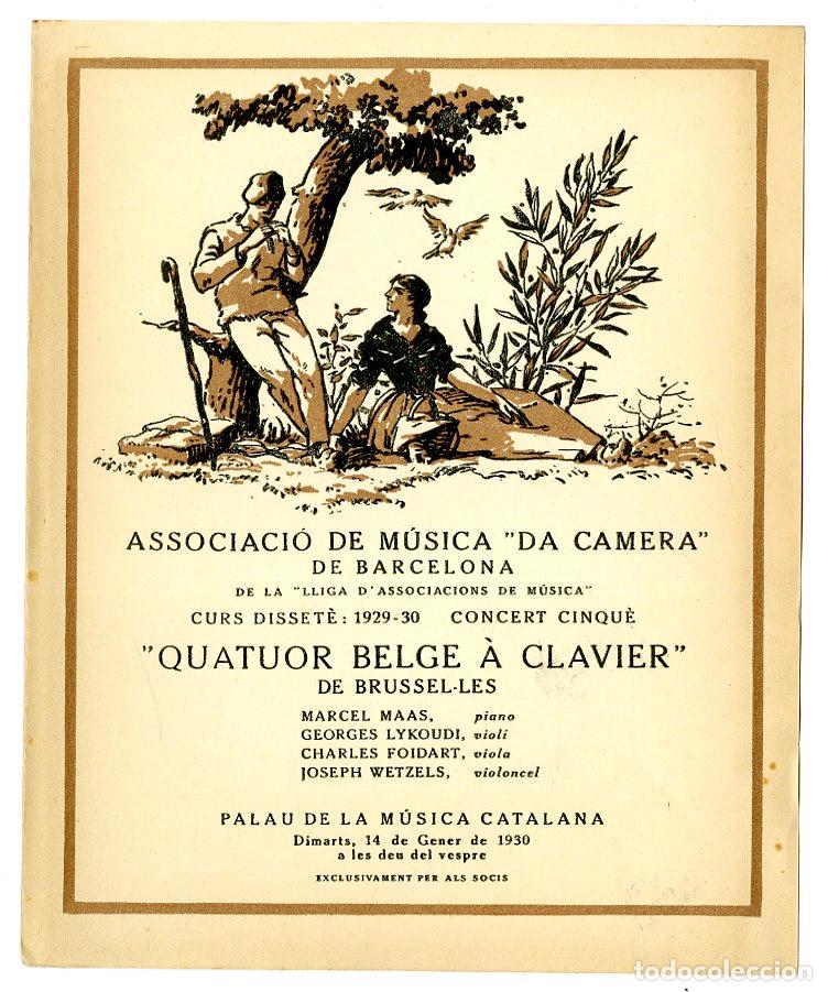 Music Catalogs: Programa de M&uacute;sica da Camera / Quatuor Belge &Agrave; Clavier de Brussel&middot;les 1930 - Palau de la M&uacute;sica Cata