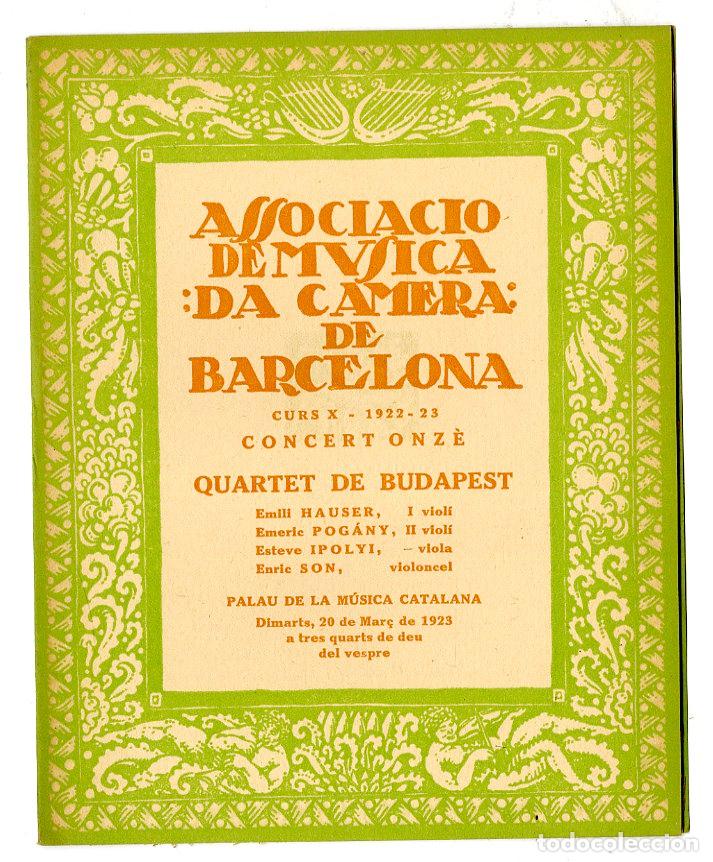 Music Catalogs: Programa de M&uacute;sica da Camera / Quartet de Budapest - Emili Hauser 1923 - Palau de la M&uacute;sica Catalana