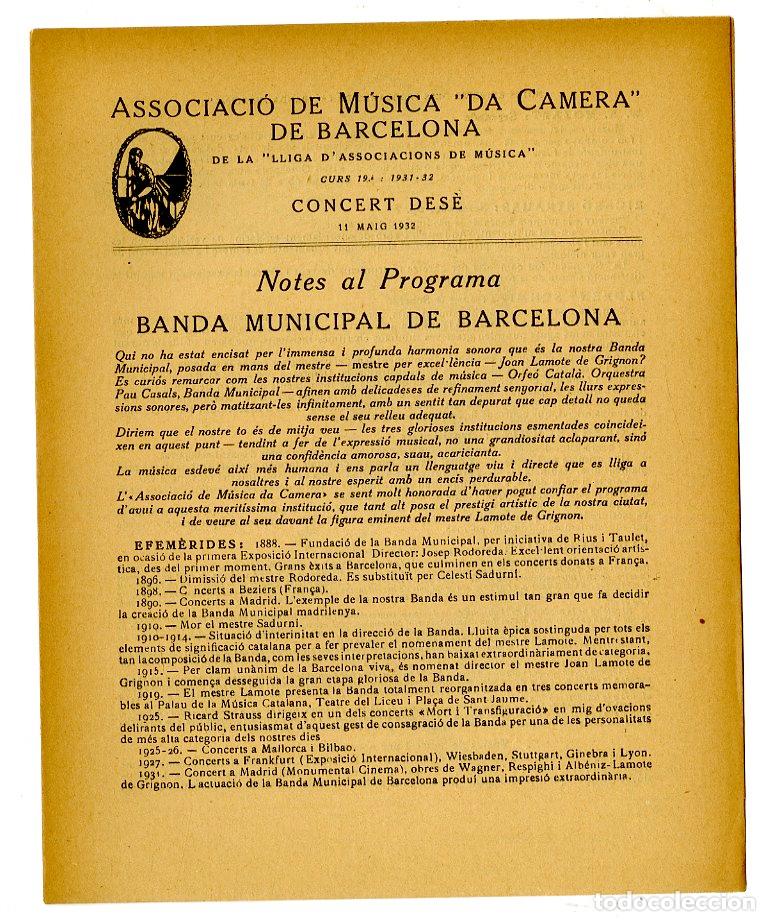 Music Catalogs: Programa de M&uacute;sica da Camera / Lamote de Grignon 1932 - Palau de la M&uacute;sica Catalana