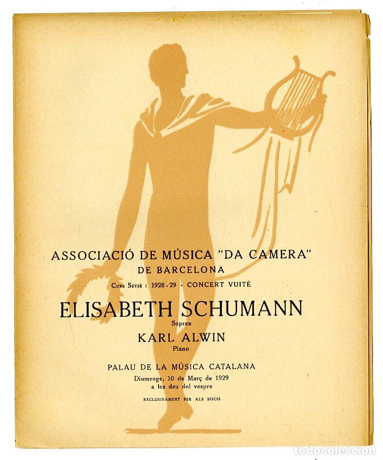 Music Catalogs: Programa de M&uacute;sica da Camera / Elisabeth Schummann - Karl Alwin 1929 - Palau de la M&uacute;sica Catalana