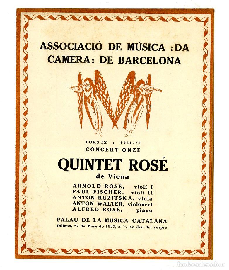 Music Catalogs: Programa de M&uacute;sica da Camera / Quintet Ros&eacute; de Viena 1922 - Palau de la M&uacute;sica Catalana