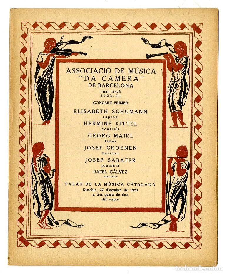 Music Catalogs: Programa de M&uacute;sica da Camera / Elisabeth Schumann, Hermine Kittel 1923 - Palau de la M&uacute;sica Catalana
