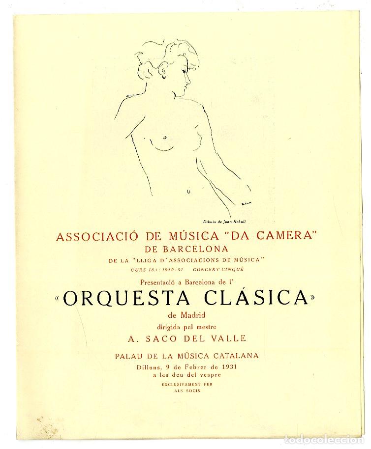 Music Catalogs: Programa de M&uacute;sica da Camera / Orquesta Cl&aacute;sica de Madrid A saco del Valle 1931 - Palau de la M&uacute;sica