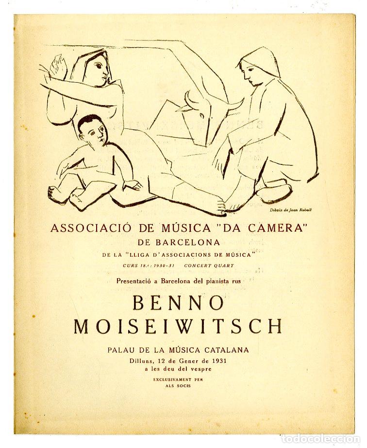 Music Catalogs: Programa de M&uacute;sica da Camera / Benno Moiseiwitsch 1931 - Palau de la M&uacute;sica Catalana