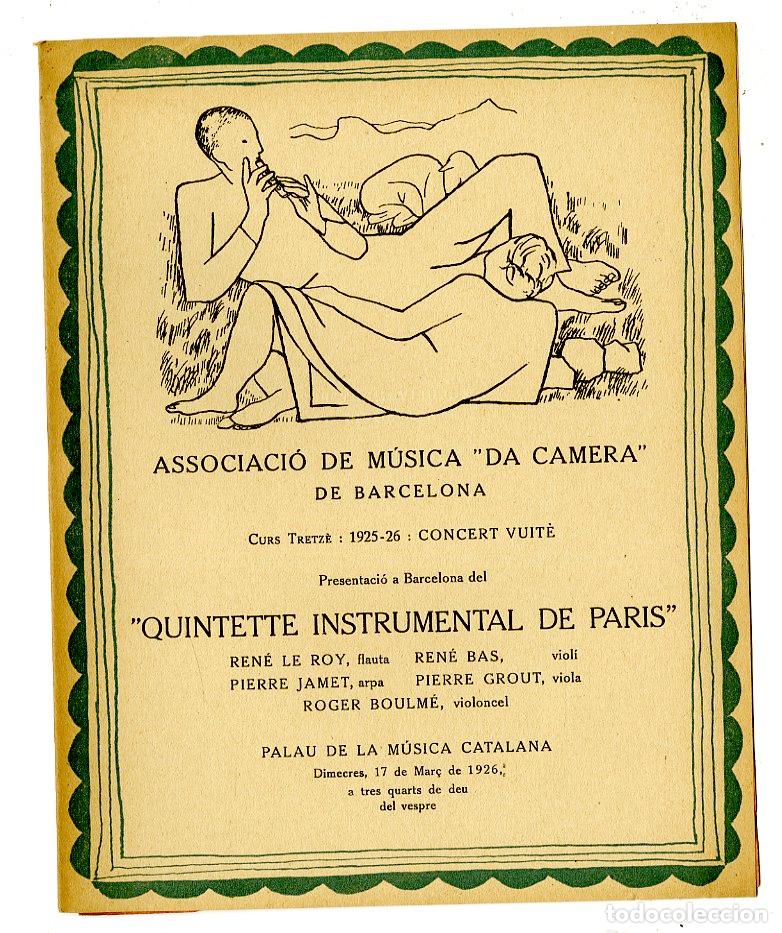 Music Catalogs: Programa de M&uacute;sica da Camera / Quintette Instrumental de Paris, Ren&eacute; Le Roy 1926 - Palau de la M&uacute;sic