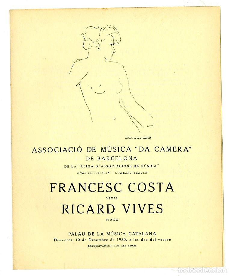 Music Catalogs: Programa de M&uacute;sica da Camera / Francesc Costa, Ricard Vives 1930 - Palau de la M&uacute;sica Catalana