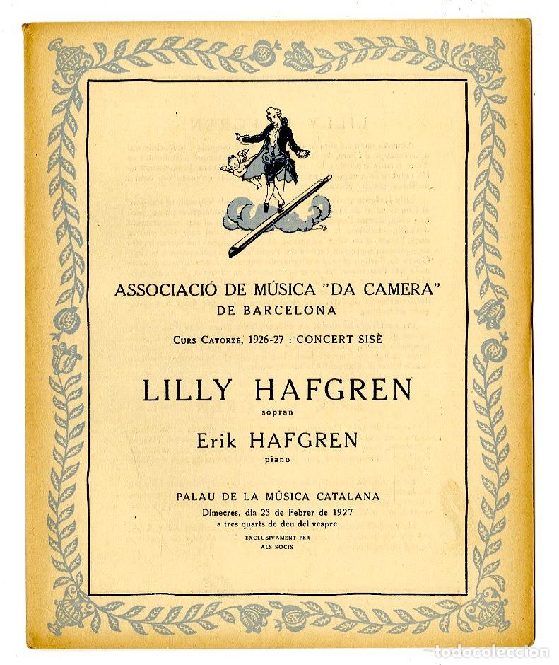 Music Catalogs: Programa de M&uacute;sica da Camera / Lilly Hafgren, Erik Hafgren 1927 - Palau de la M&uacute;sica Catalana