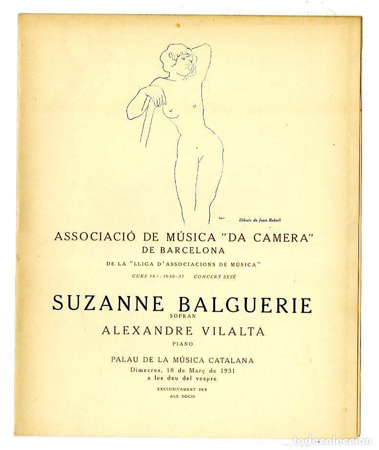 Music Catalogs: Programa de M&uacute;sica da Camera / Suzanne Balguerie, Alexandre Vilalta 1931 - Palau de la M&uacute;sica Catala