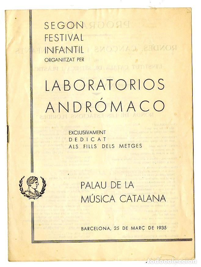 Music Catalogs: Programa de M&uacute;sica / Mestre Joan Llongueres Ddedicat als Fills dels Metges 1935 - Palau de la M&uacute;sica