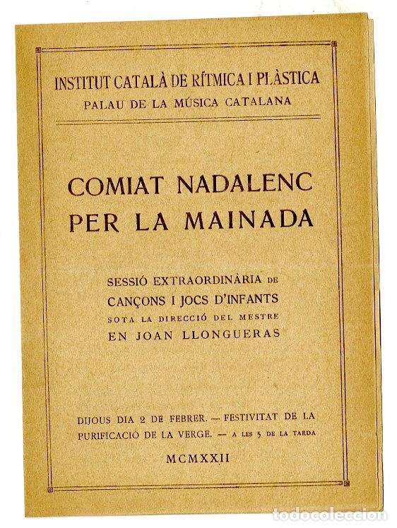 Music Catalogs: Programa de M&uacute;sica / Joan Llongueras / Comiat Nadalenc per la Mainada 1922 - Palau de la M&uacute;sica Cata