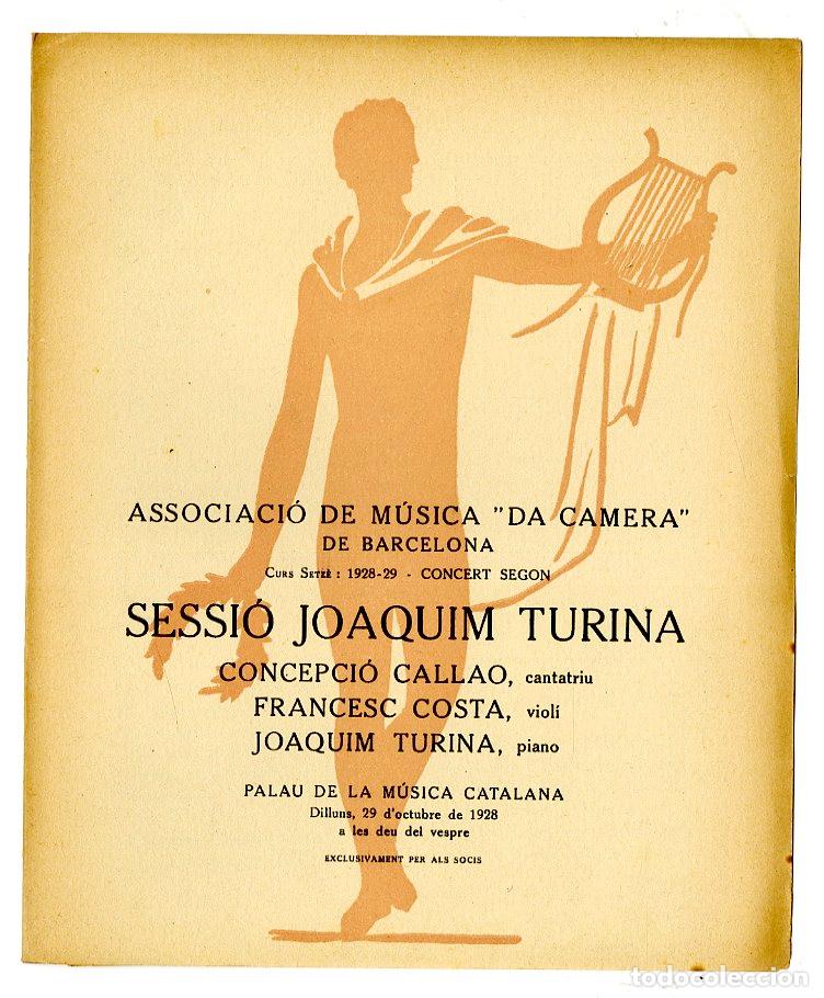 Music Catalogs: Programa de M&uacute;sica da Camera / Joaquim Turina, Francesc Costa 1928 - Palau de la M&uacute;sica Catalana
