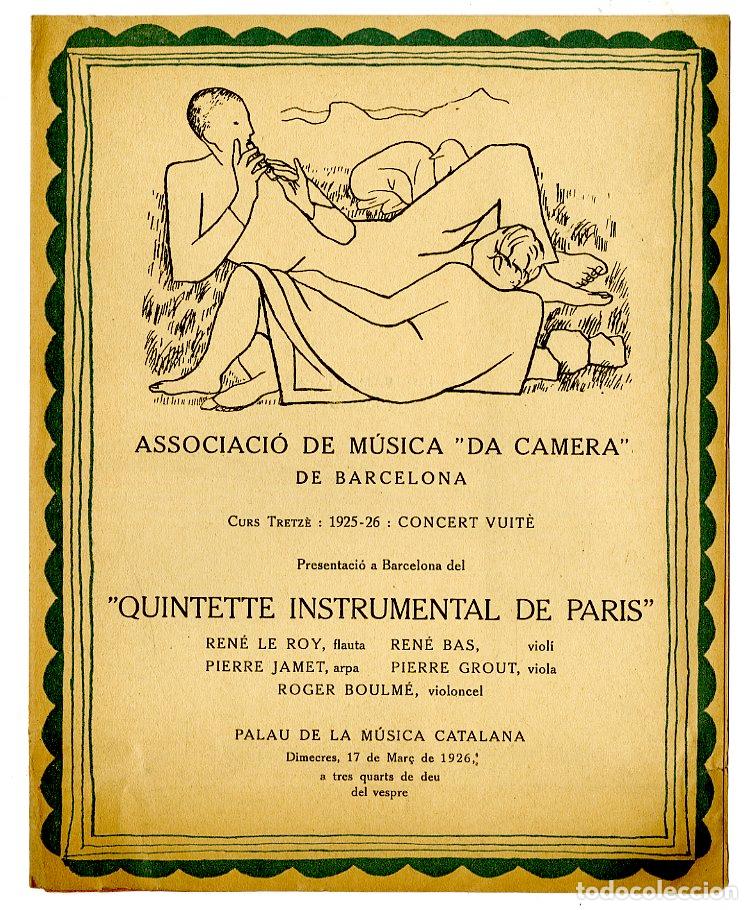 Music Catalogs: Programa de M&uacute;sica da Camera / Quintette Instrumental de Paris, Ren&eacute; Le Roy 1926 - Palau de la M&uacute;sic