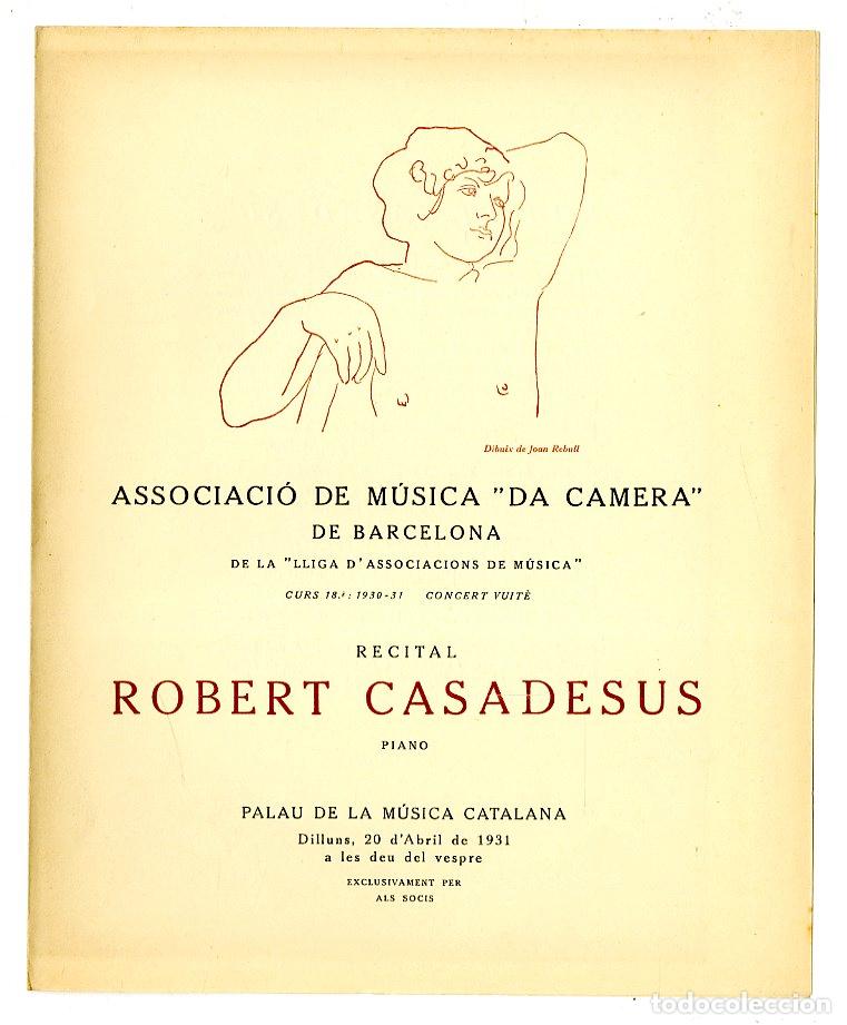 Music Catalogs: Programa de M&uacute;sica da Camera / Robert Casadesus 1931 - Palau de la M&uacute;sica Catalana
