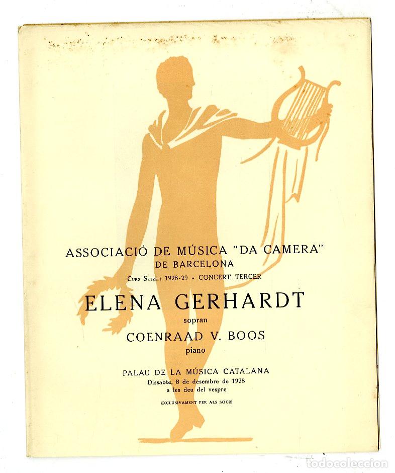 Cat&aacute;logos de M&uacute;sica: Programa de M&uacute;sica da Camera / Elena Gerhardt, Coenraad V Boos 1928 - Palau de la M&uacute;sica Catalana