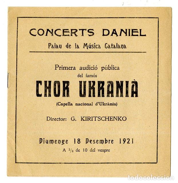 Cat&aacute;logos de M&uacute;sica: Programa de M&uacute;sica / Chor Ukrania - G Kiritschenko 1921 - Palau de la M&uacute;sica Catalana