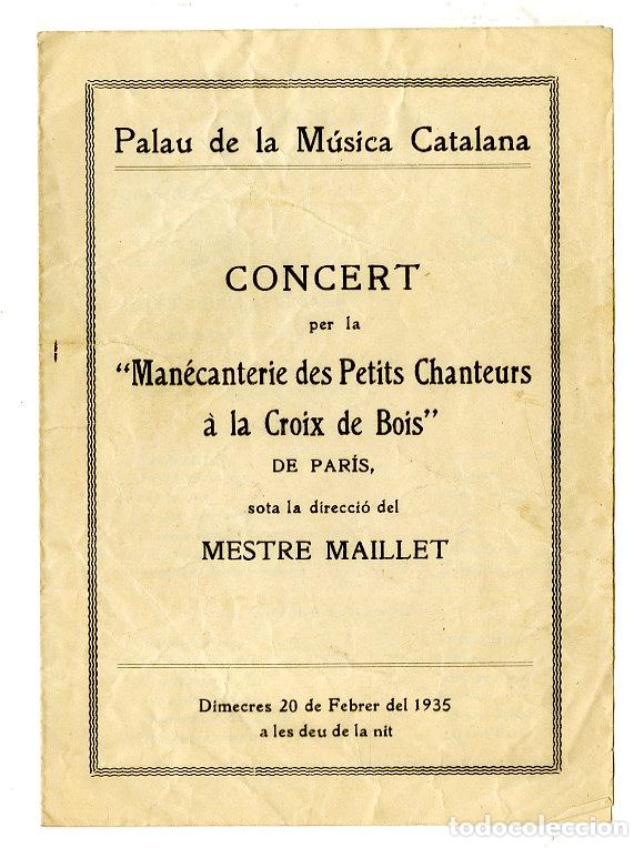 Cat&aacute;logos de M&uacute;sica: Programa de M&uacute;sica / Man&eacute;canterie des Petits Chanteurs Croix de Bois 1935 - Palau de la M&uacute;sica Catal