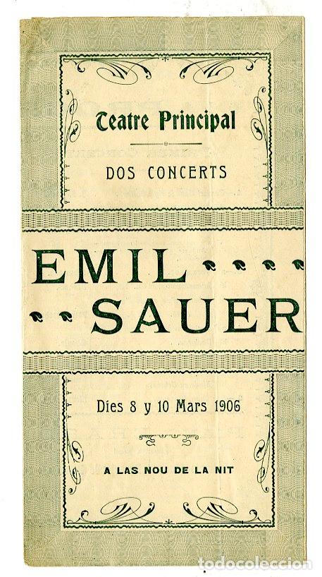 Cat&aacute;logos de M&uacute;sica: Programa de M&uacute;sica / Emil Sauer 1906 - Teatre Principal
