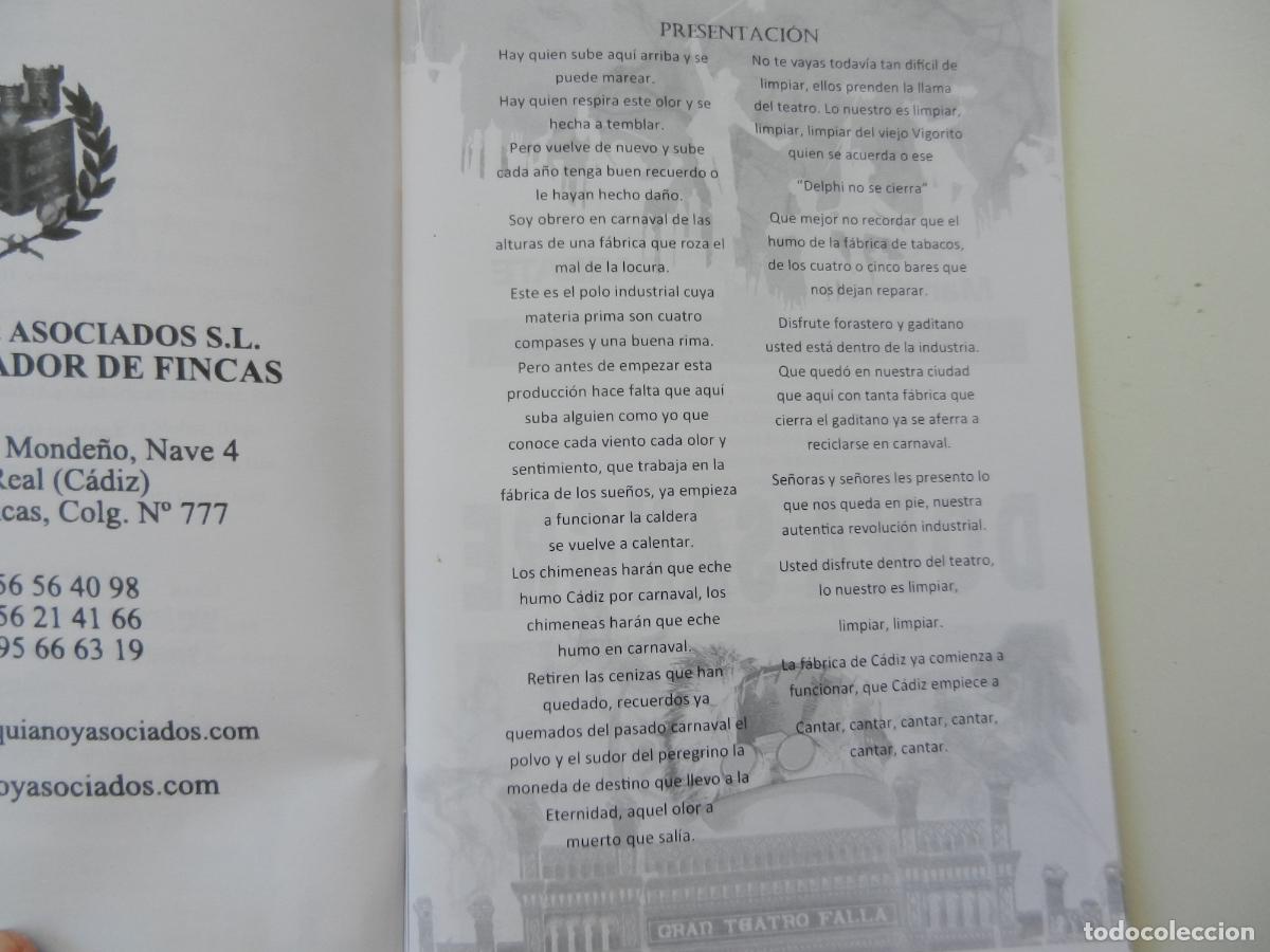 Cat&aacute;logos de m&uacute;sica: LIBRETO LOS CHIMENEA CORO CARNAVAL DE CADIZ 2018 - Foto 2