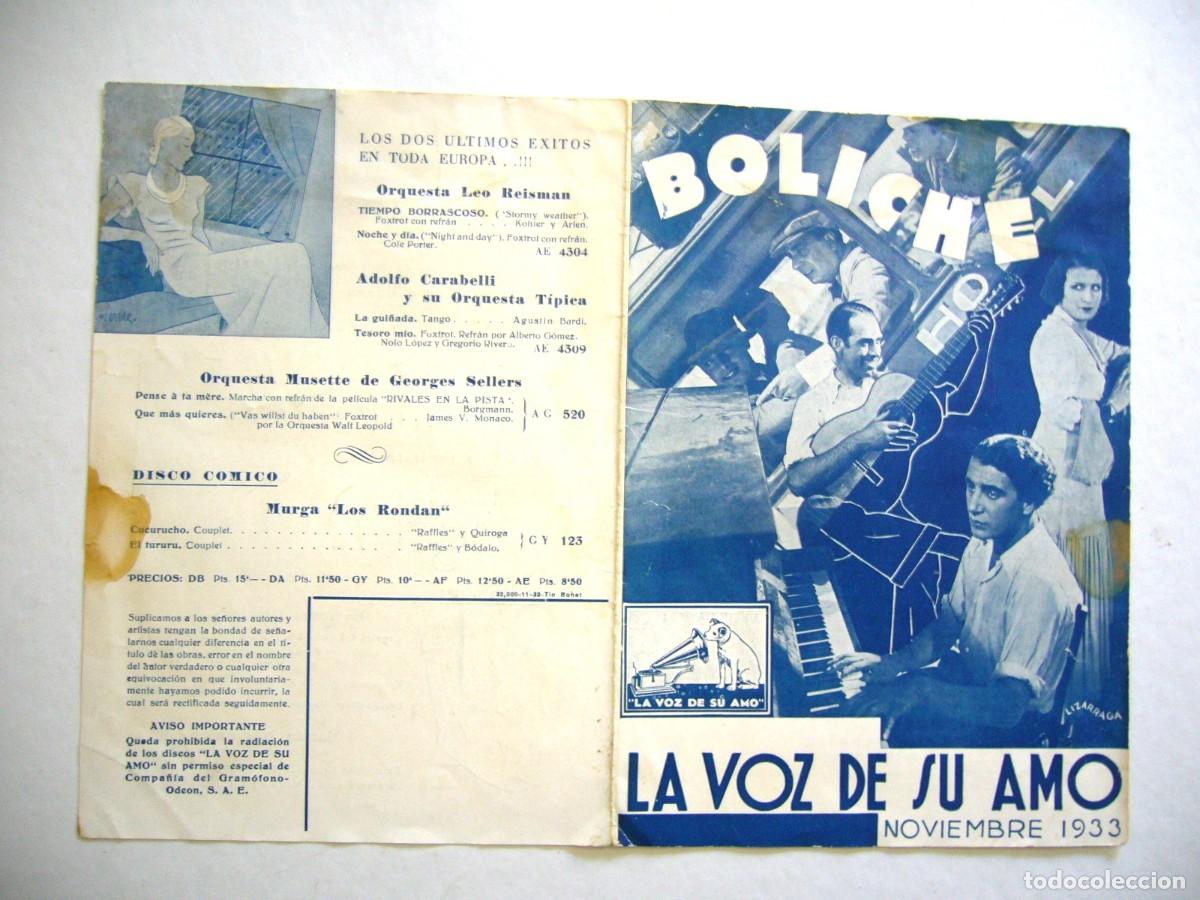 Cat&aacute;logos de M&uacute;sica: BOLICHE LA VOZ DE SU AMO NOVIEMBRE 1933