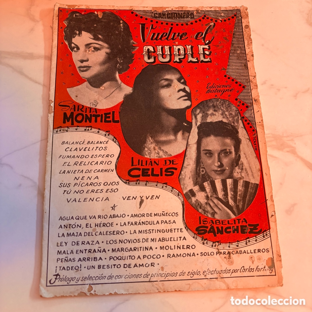 Cat&aacute;logos de M&uacute;sica: Cancionero vuelve el cuple sarita montiel lilian celis isabelita sanchez