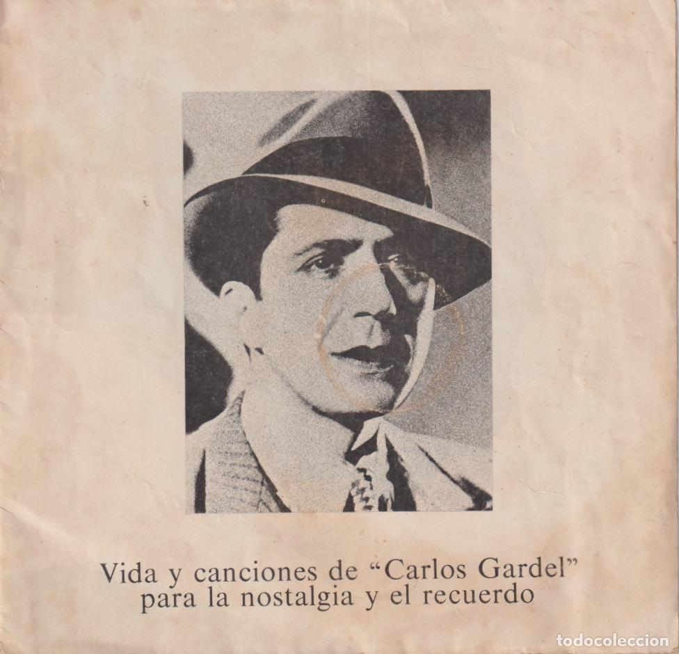 Cat&aacute;logos de M&uacute;sica: DESPLEGABLE VIDA Y CANCIONES DE CARLOS GARDEL PARA LA NOSTALGIA Y EL RECUERDO &ndash; 1973