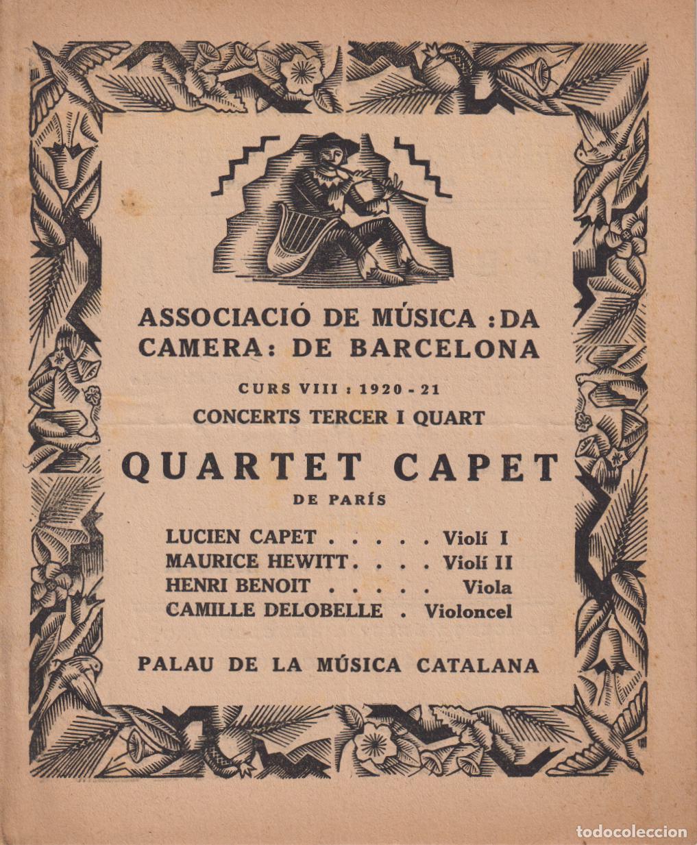 Cat&aacute;logos de M&uacute;sica: D&Iacute;PTIC DE L'ASSOCIACI&Oacute; DE M&Uacute;SICA DA CAMERA DE BARCELONA &ndash; QUARTET CAPET DE PARIS &ndash; OLIVA DE VILANOVA