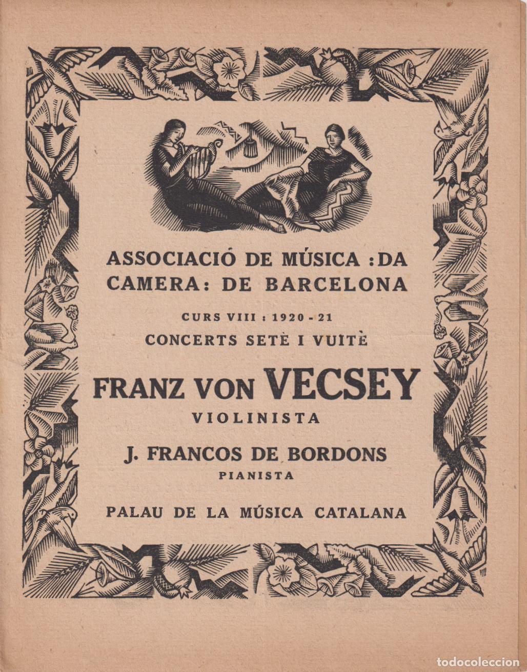 Cat&aacute;logos de M&uacute;sica: D&Iacute;PTIC DE L'ASSOCIACI&Oacute; DE M&Uacute;SICA DA CAMERA DE BARCELONA &ndash; FRANZ VON VECSEY &ndash; OLIVA DE VILANOVA