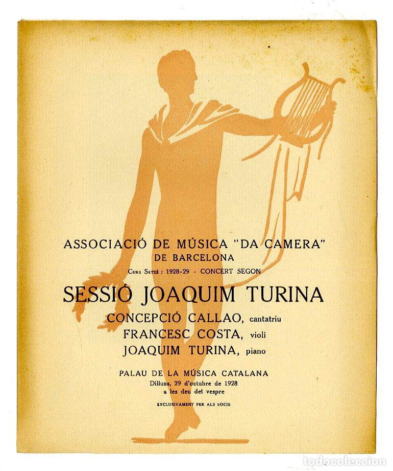 Cat&aacute;logos de M&uacute;sica: Programa de M&uacute;sica da Camera / Sessi&oacute; Joaquim Tiruna 1928 - Palau de la M&uacute;sica Catalana