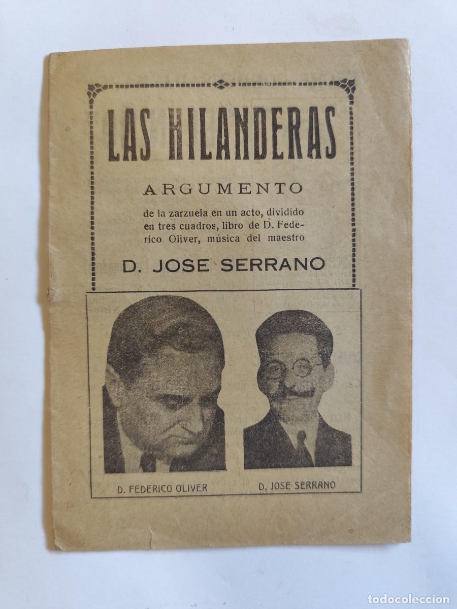 Cat&aacute;logos de M&uacute;sica: LAS HILANDERAS JOSE SERRANO ARGUMENTO ZARZUELA FEDERICO OLIVER LIBRITO PUBLICIDAD ANTIGUA VALENCIA