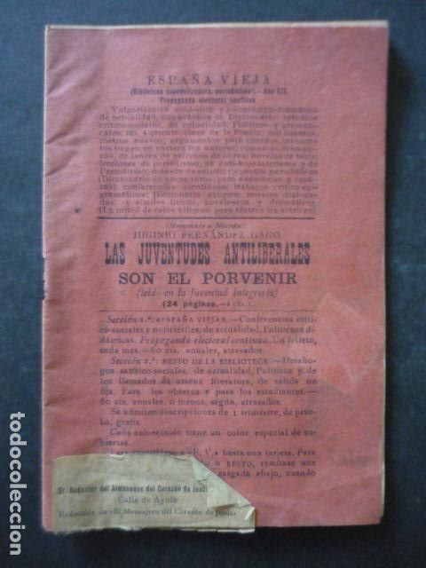 Cat&aacute;logos de M&uacute;sica: ESPA&Ntilde;A VIEJA LAS JUVENTUDES ANTILIBERALES SON EL PORVENIR CANCIONERO 1910