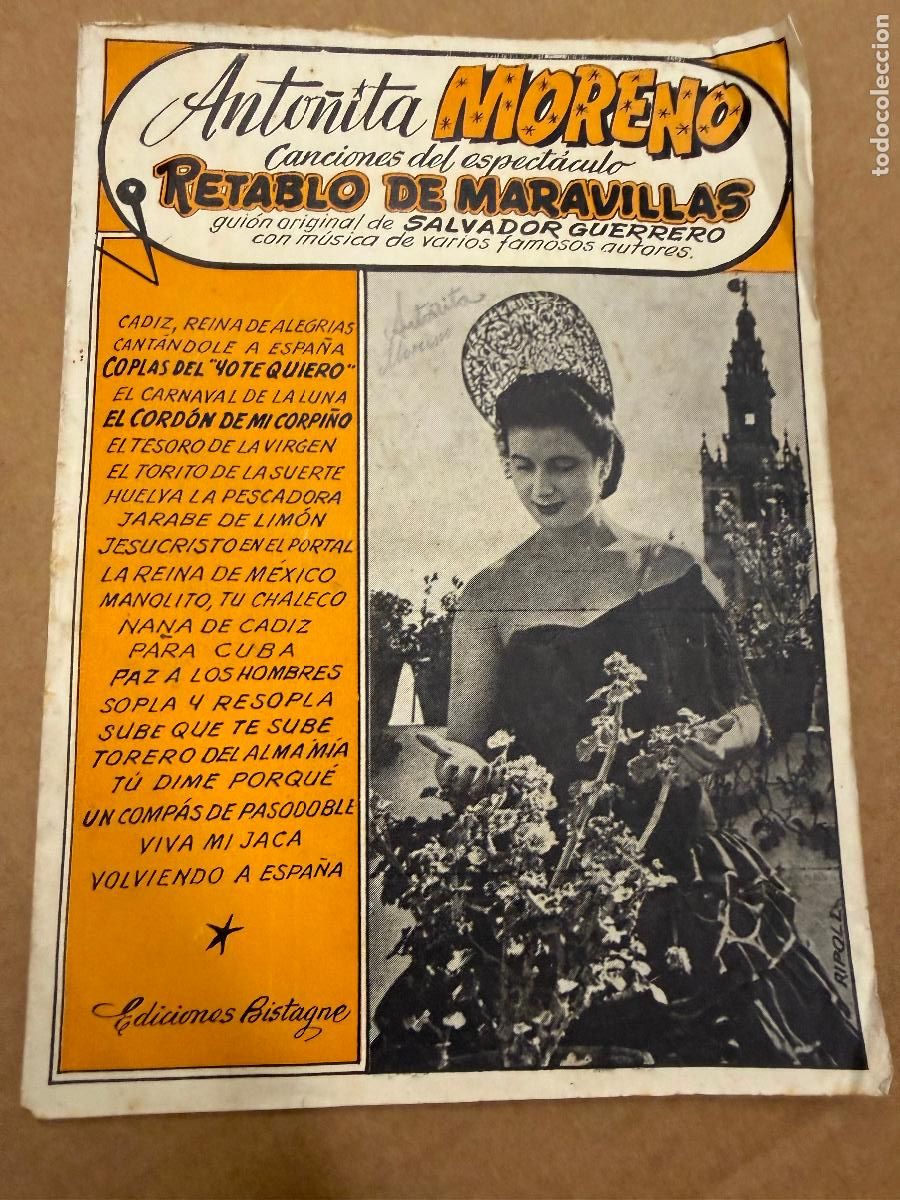 Cat&aacute;logos de M&uacute;sica: Cancionero . Anto&ntilde;ita Moreno. Retablo de Maravillas. Ediciones Bistagne.