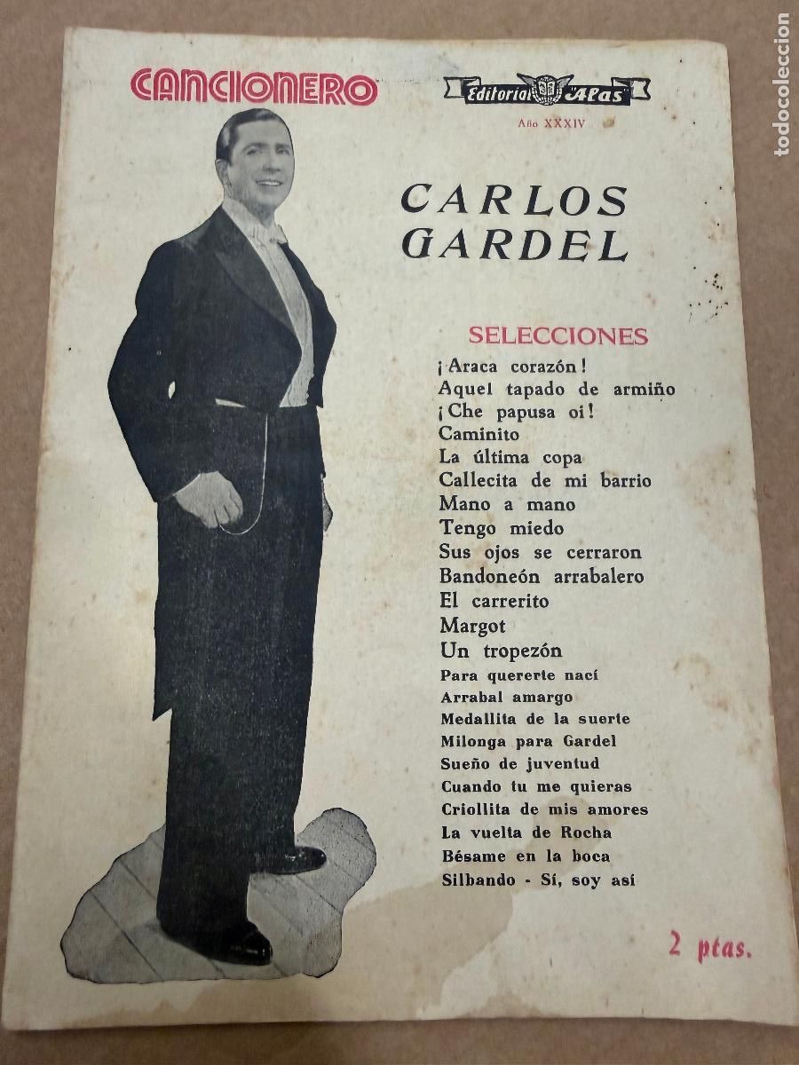 Cat&aacute;logos de M&uacute;sica: Cancionero . Carlos Gardel. Editorial Alas