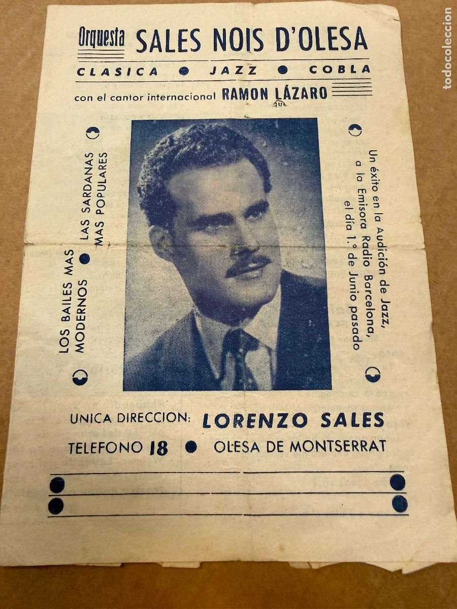 Cat&aacute;logos de M&uacute;sica: Cancionero . Orquesta Sales, Nois d&rsquo;Olesa. Olesa de Montserrat