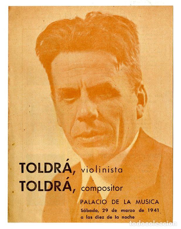 Cataloghi di Musica: Programa de M&uacute;sica / Toldr&aacute; 1941 - Palau de la M&uacute;sica Catalana