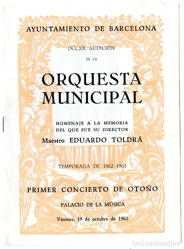 Cataloghi di Musica: Programa de M&uacute;sica / Eduardo Toldr&aacute; 1962 / 63 - Palau de la M&uacute;sica Catalana