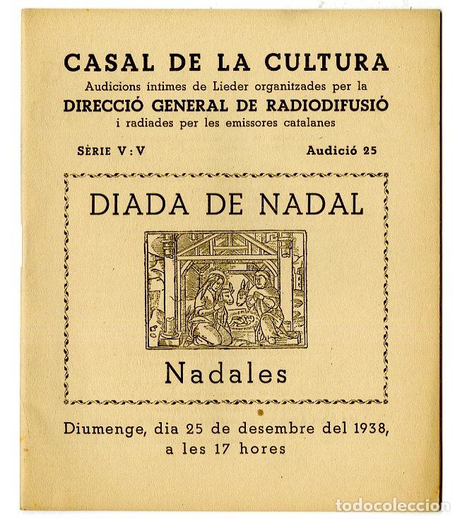 Cataloghi di Musica: Programa de M&uacute;sica / Diada de Nadal 1938 Emili Vendrell - Palau de la M&uacute;sica Catalana