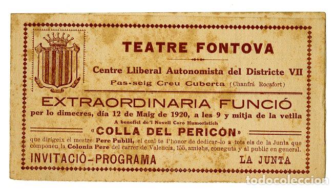 Cataloghi di Musica: Programa de M&uacute;sica / Colla del Peric&oacute;n - Mestre Pere Pubill 1920 - Teatre Fontova
