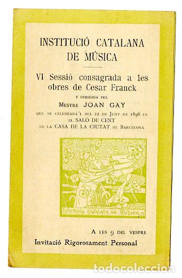 Cataloghi di Musica: Programa de M&uacute;sica / Mestre Joan Gay 1898 - Institut Catalana de M&uacute;sica