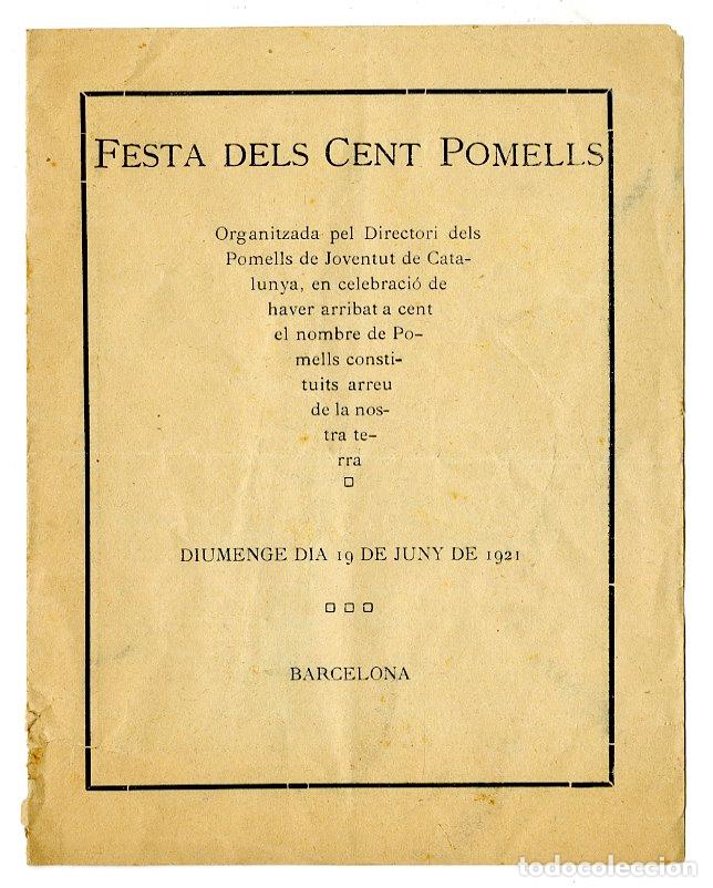Cataloghi di Musica: Programa de M&uacute;sica / Festa dels Cent Pomells 1921 Juventut de Catalunya - Juventut de Catalunya