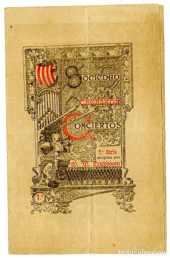 Cataloghi di Musica: Programa de M&uacute;sica / M M Crickboom / Sociedad Catalana 1896 - Sociedad Catalana Conciertos