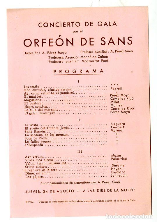 Cataloghi di Musica: Programa de M&uacute;sica / A P&eacute;rez Moya / Concierto de Gala - Orfe&oacute;n de Sans