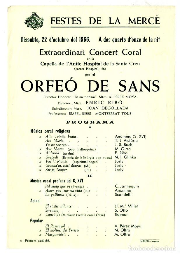 Cataloghi di Musica: Programa de M&uacute;sica / Enric Rib&oacute;, Joan Degollada 1966 - Orfe&oacute; de Sans