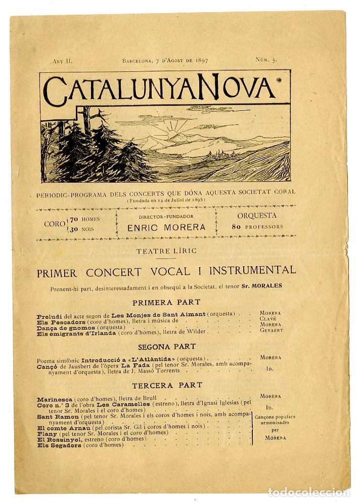 Cataloghi di Musica: Programa de M&uacute;sica / Catalunya Nova n.5 1897 / Enric Morera - Periodic- Programa