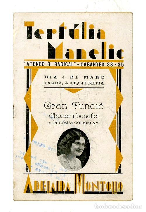 Cataloghi di Musica: Programa de M&uacute;sica / Adelaida Montolio, Alfons Roure - Tert&uacute;lia Manelic