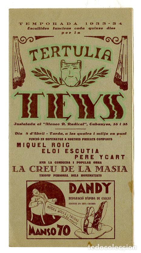 Cataloghi di Musica: Programa de M&uacute;sica / Pere Ycart, Eloi Escutia, Miquel Roig 1934 - Tertulia Teys