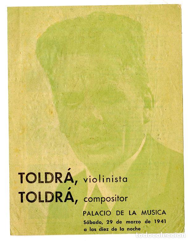 Cataloghi di Musica: Programa de M&uacute;sica / Eduardo Toldr&aacute; 1941 - Palau de la M&uacute;sica Catalana